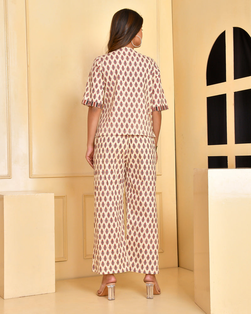 Beige Abstract Co-ord Set