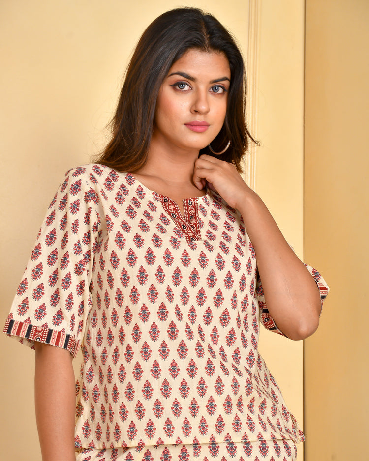 Beige Abstract Co-ord Set