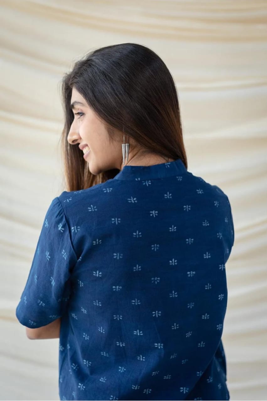 Indigo Blue Cotton Slub Cord-set