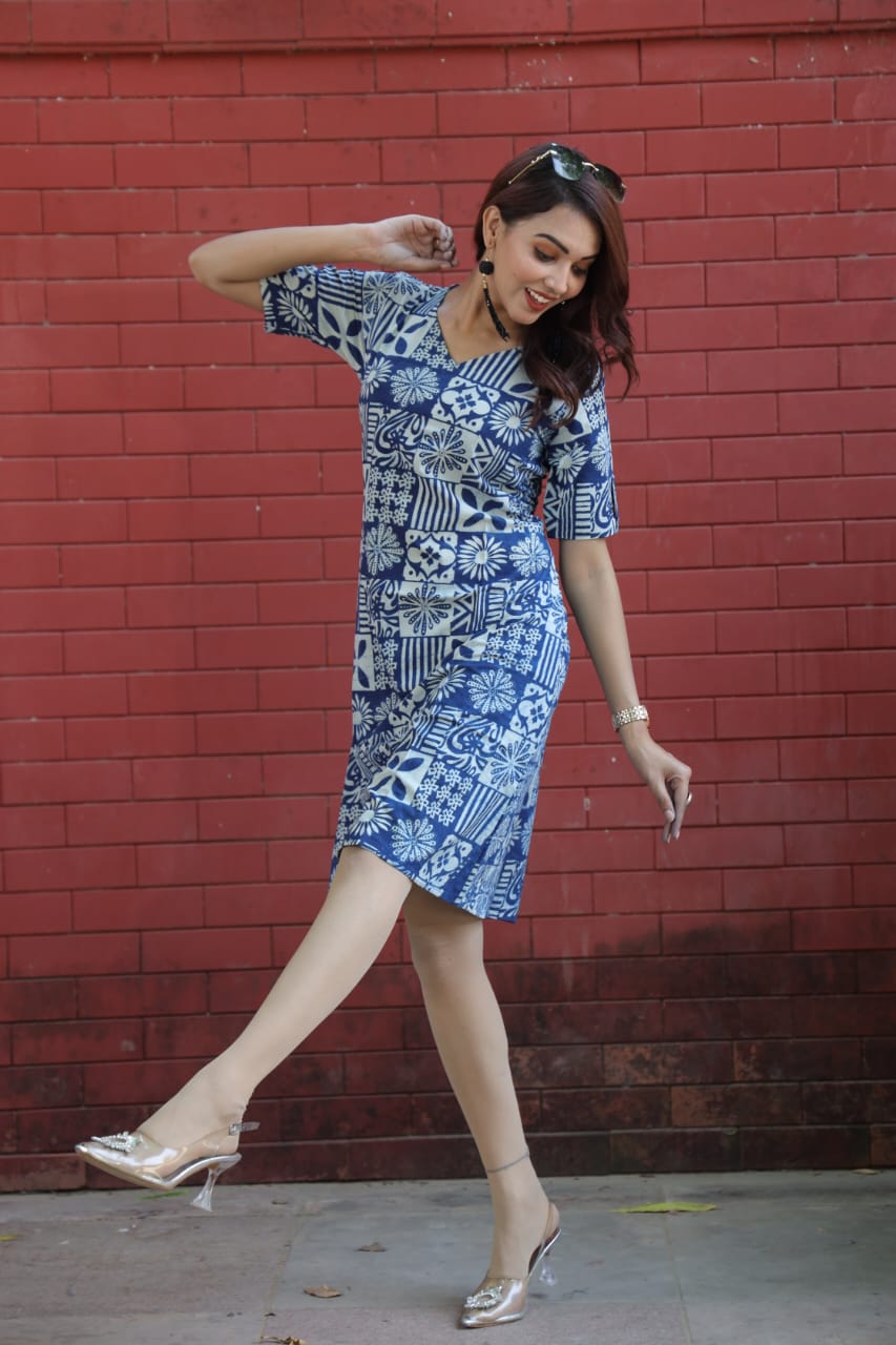 Ajrakh Cotton A Line Dress