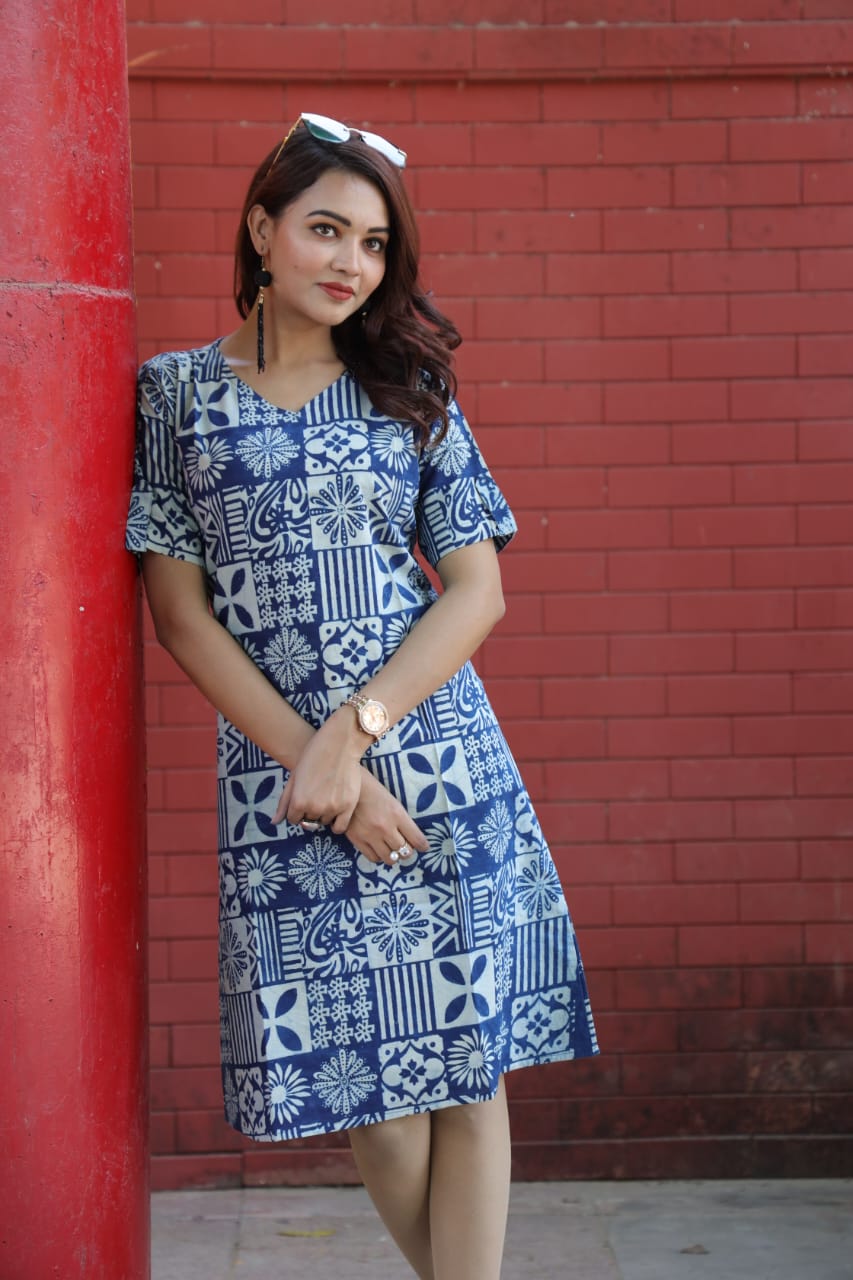 Ajrakh Cotton A Line Dress