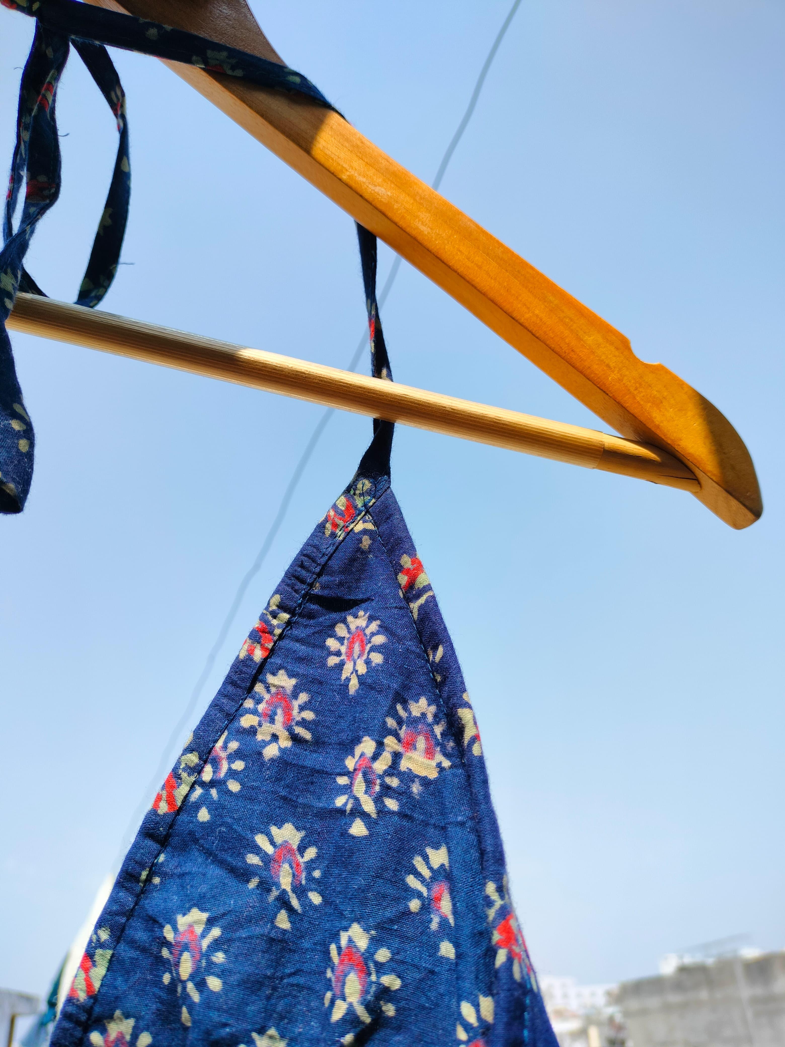 Block Print Blue Strappy Top