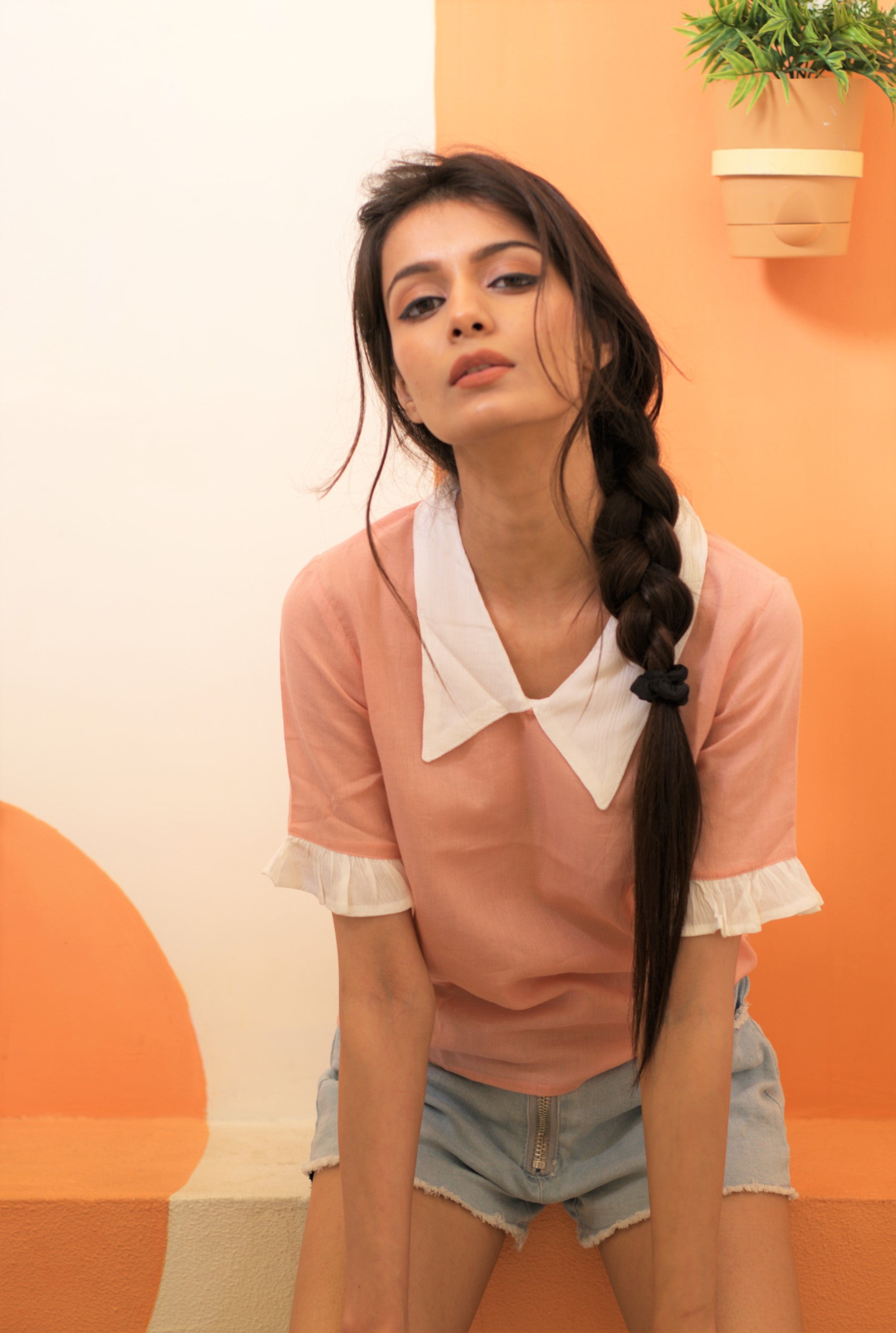 Pastel Pink Collared Top