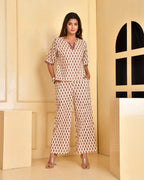 Beige Abstract Co-ord Set