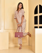 Beige Abstract Co-ord Set