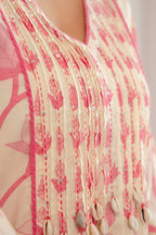Pink Shell Kurta Pant Dupatta set