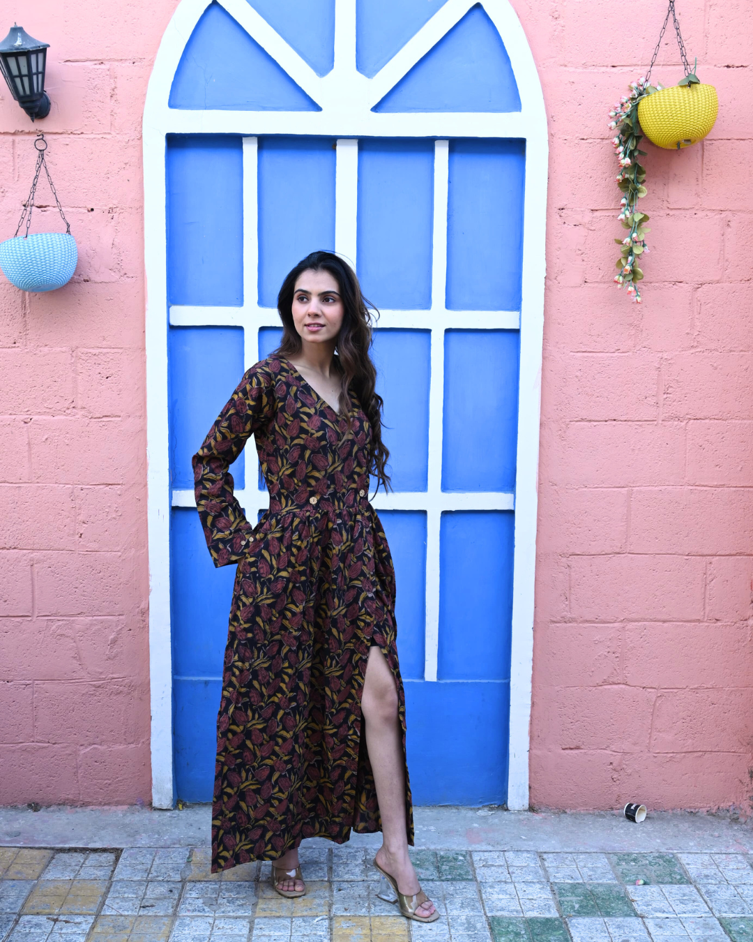 Brown Angrakha Long Dress