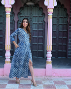 Indigo Angrakha Long Dress