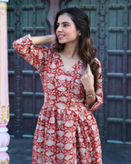 Red Angrakha Long Dress