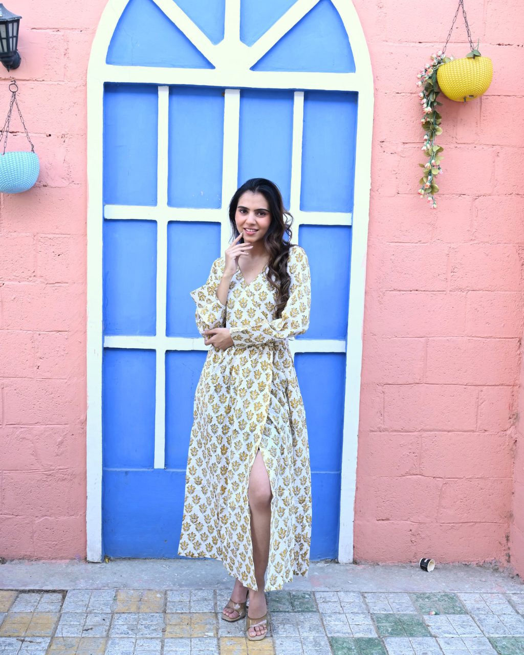 White Angrakha Long Dress
