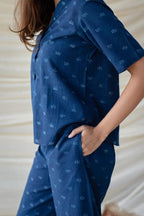 Indigo Blue Cotton Slub Cord-set
