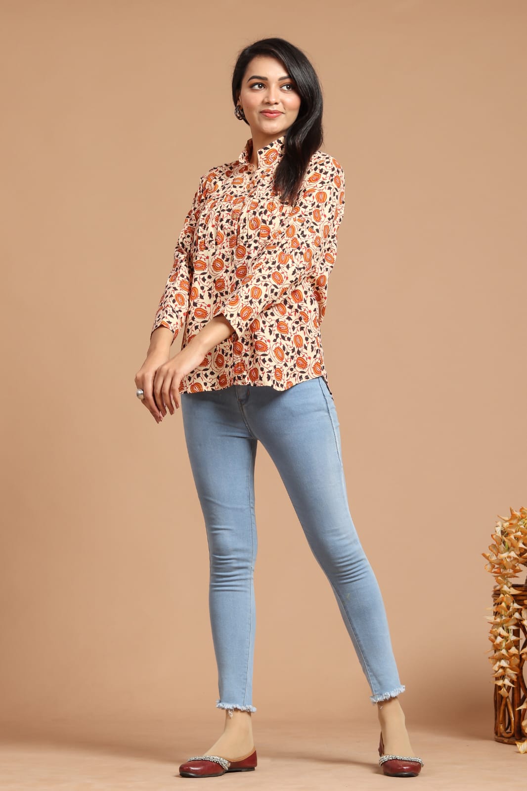 Peach Cotton Shirt