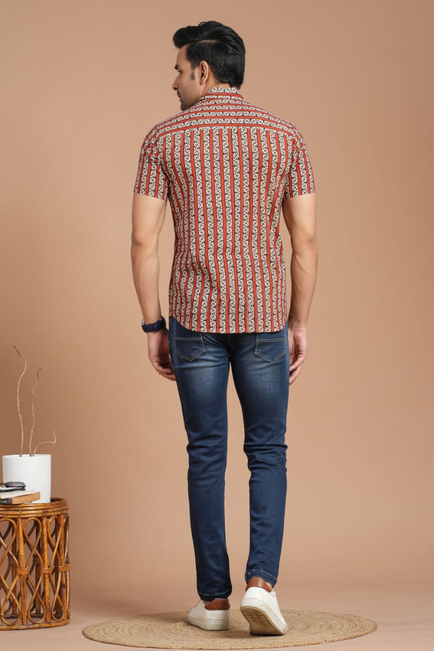 Maroon Hand Block Shirt