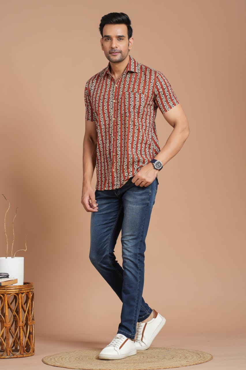 Maroon Hand Block Shirt