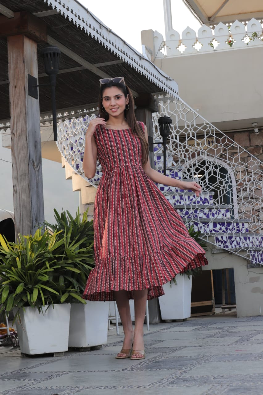Indigo Block Printed Midi