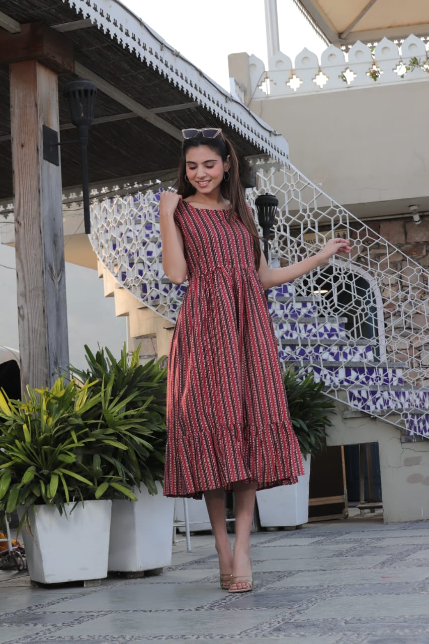 Indigo Block Printed Midi