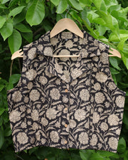 Hand Block Vest Top - Navy Blue