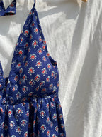 Block Print Blue Strappy Top