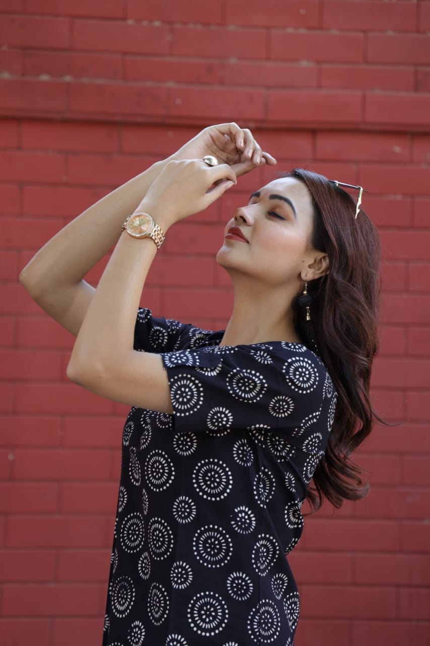 Ajrakh Cotton A Line Dress