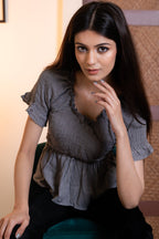 Grey Smocked Top